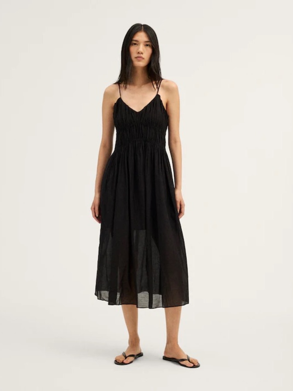 NWT J.Crew Ruched V-Neck Sleeveless Maxi Dress Jet Black M